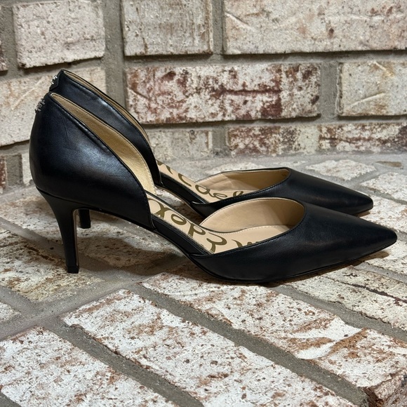 Sam Edelman Shoes - Sam Edelman Jaina Black Leather D'Orsay Pointed Toe Kitten Pumps Size 8 Like New